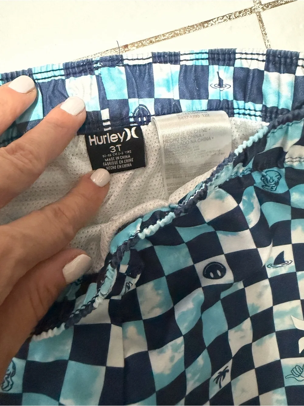 Hurley Blue Graphic & Check Swim Shorts - Set of 2